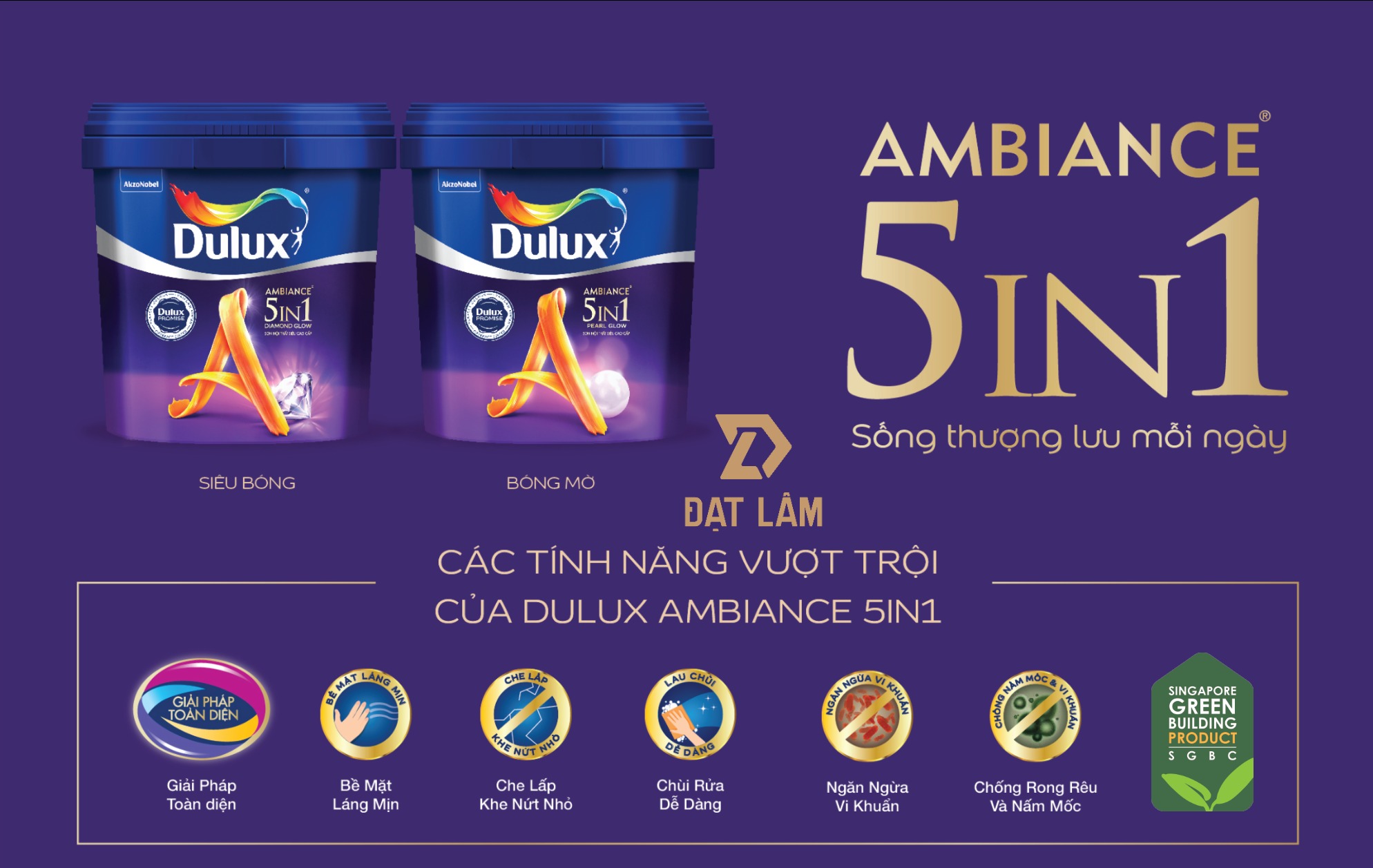 Sơn nội thất siêu cao cấp DULUX AMBIANCE 5IN1 PEARL GLOW