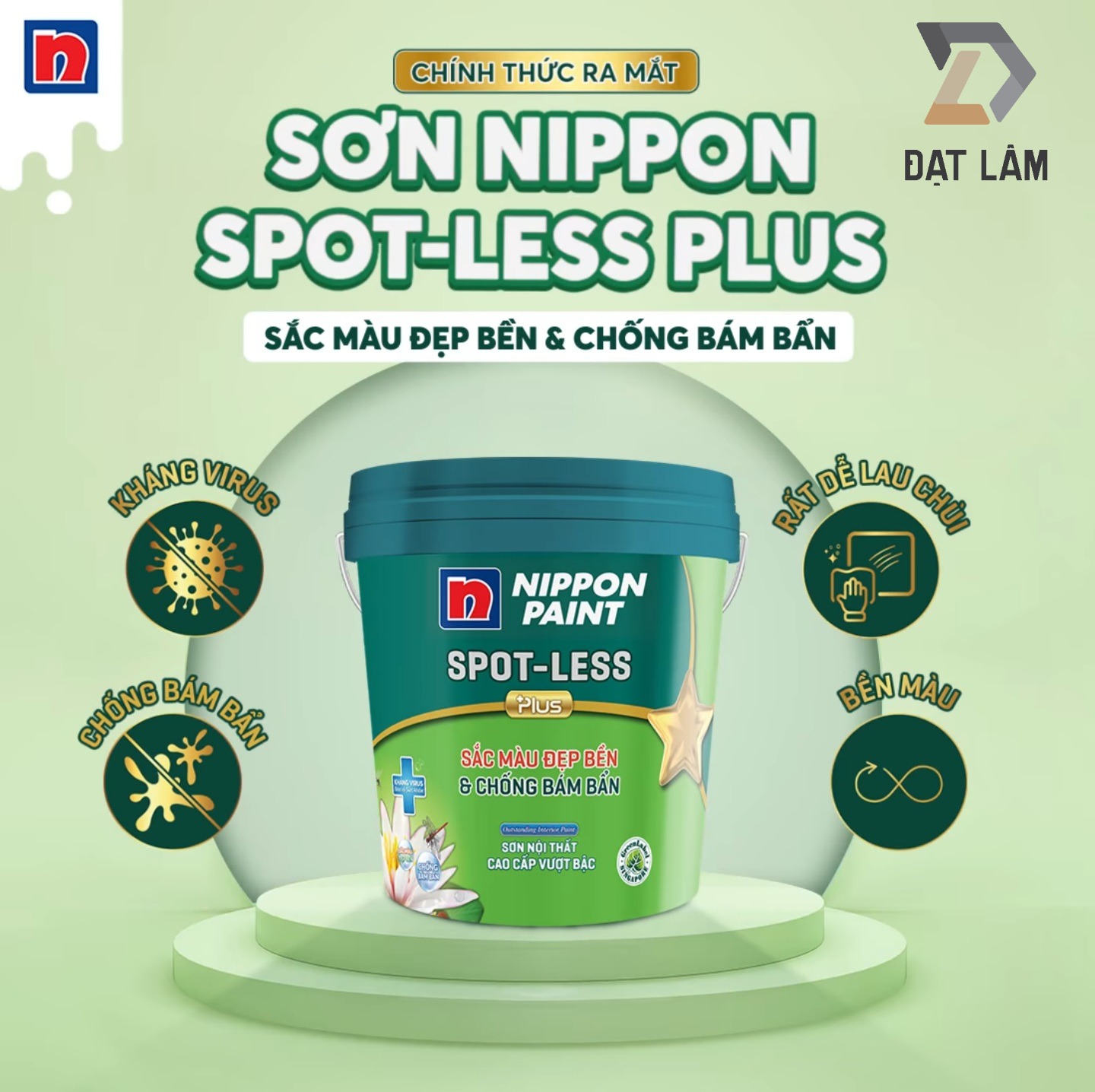 Sơn Nippon Spot less Plus Nội Thất Bóng Mờ