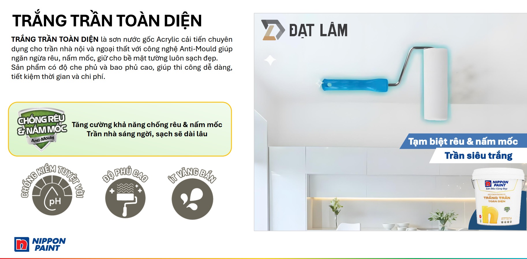 Tính Năng Sơn Nippon Trắng Trần Toàn Diện