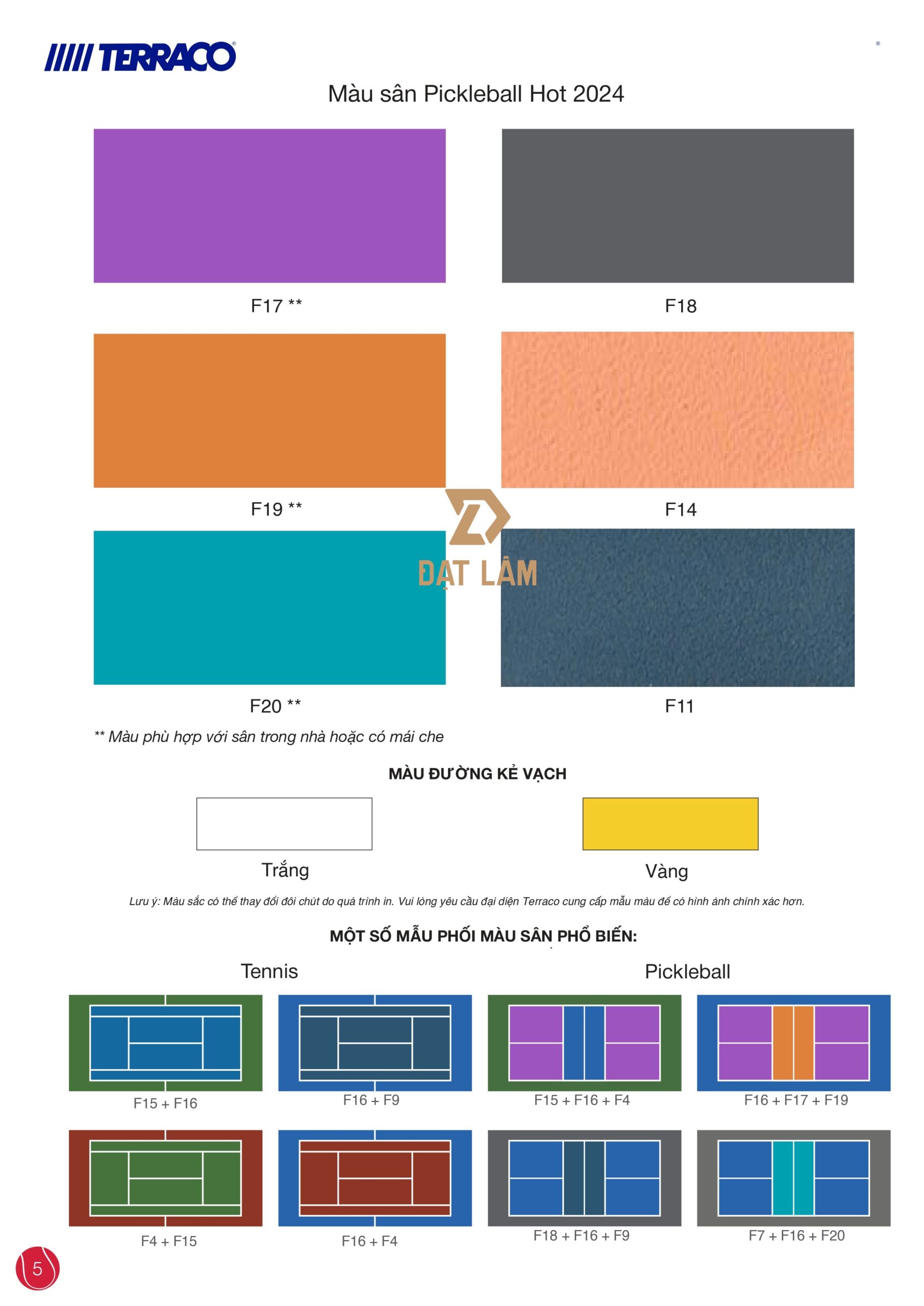 Thiết Kế Bảng Màu Sơn Sân Pickleball Mới Nhất