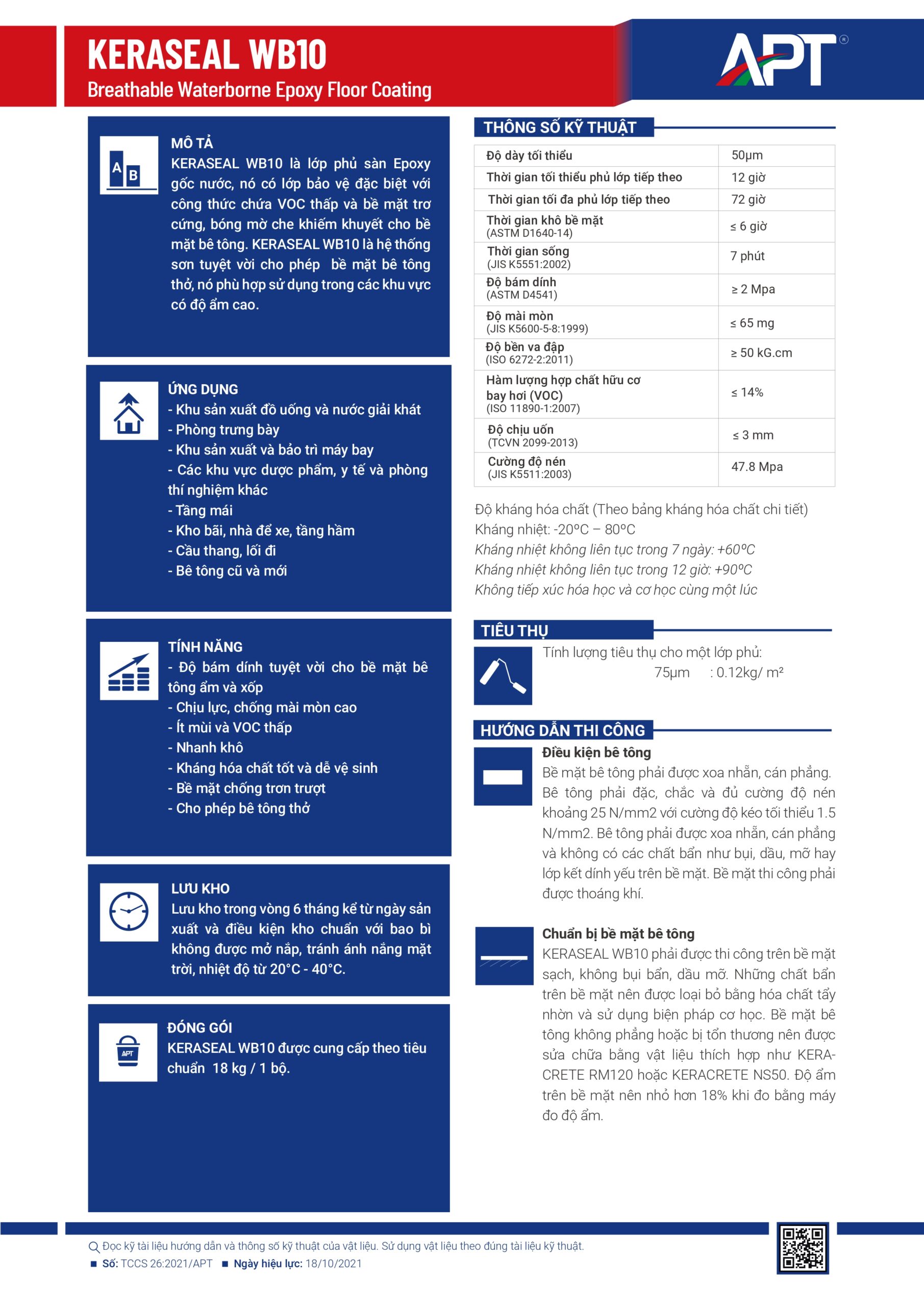 THÔNG SỐ SƠN SÀN APT KERASEAL WB10