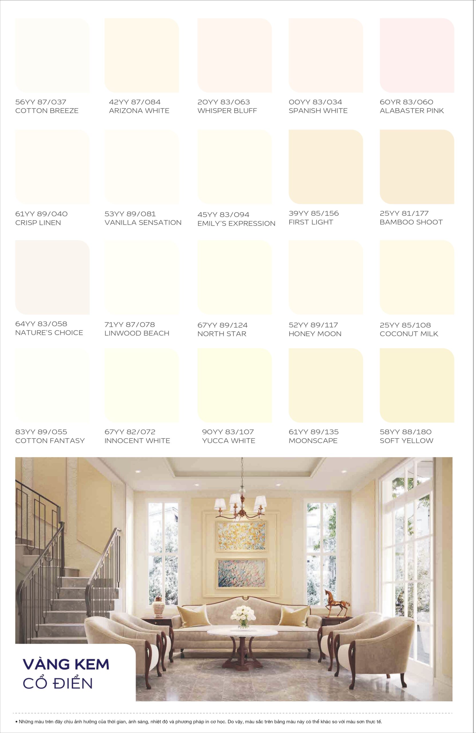 Bảng Màu Sơn Nội Thất Dulux Ambiance AirFresh Vàng Kem