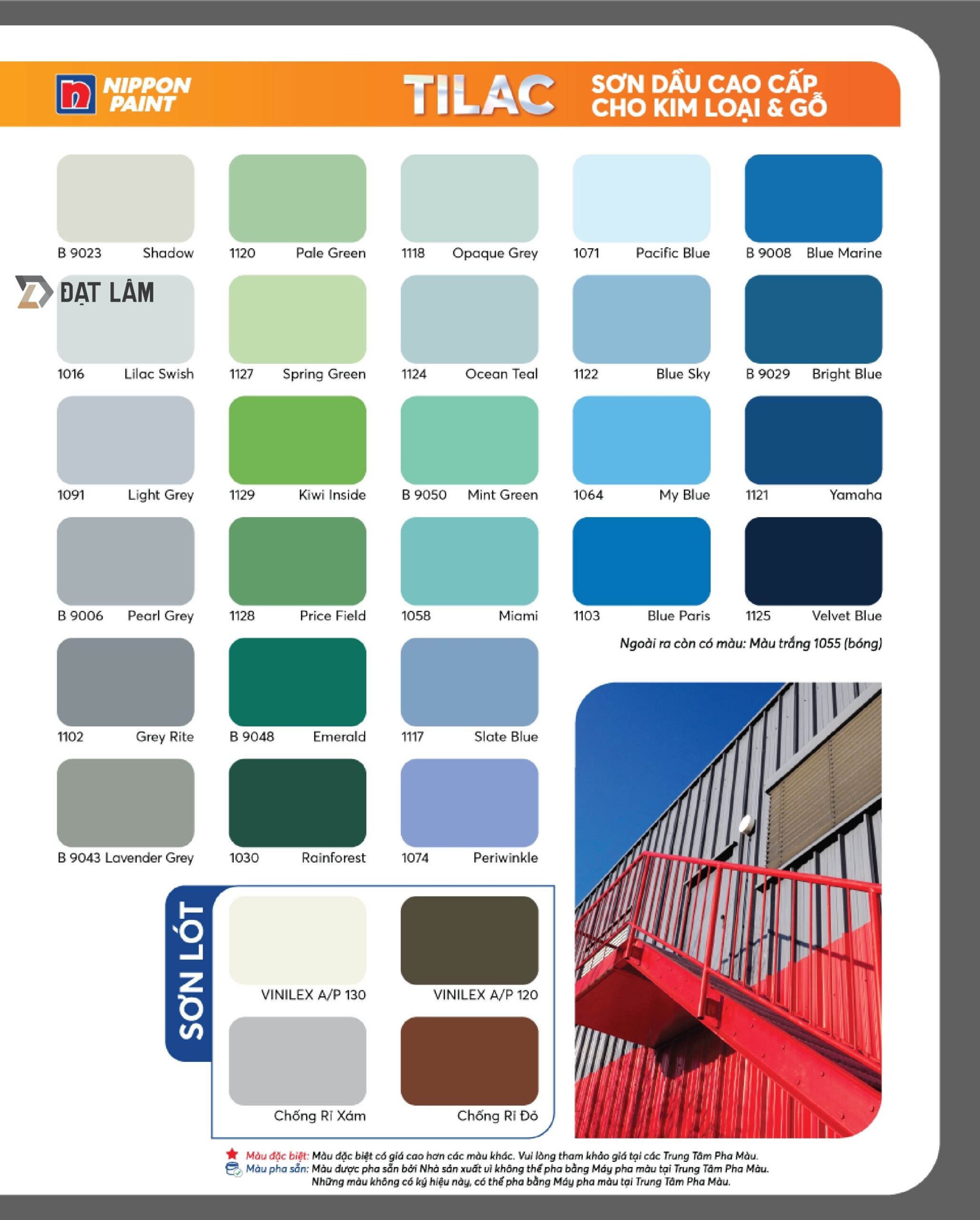 BẢNG MÀU SƠN DẦU NIPPON TILAC CHO KIM LOẠI VÀ GỖ
