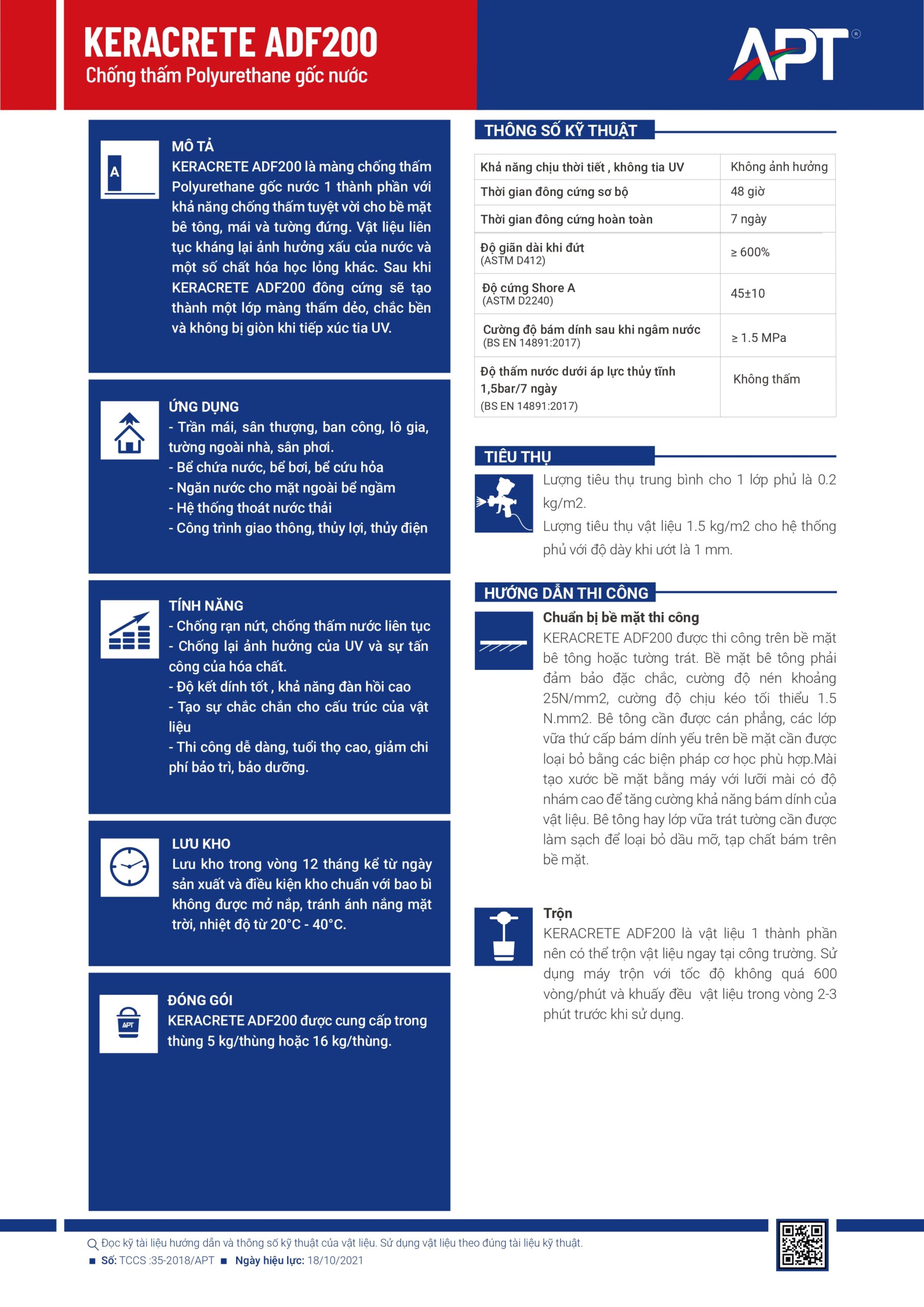 Chống Thấm Polyurethane APT KERACRETE ADF200