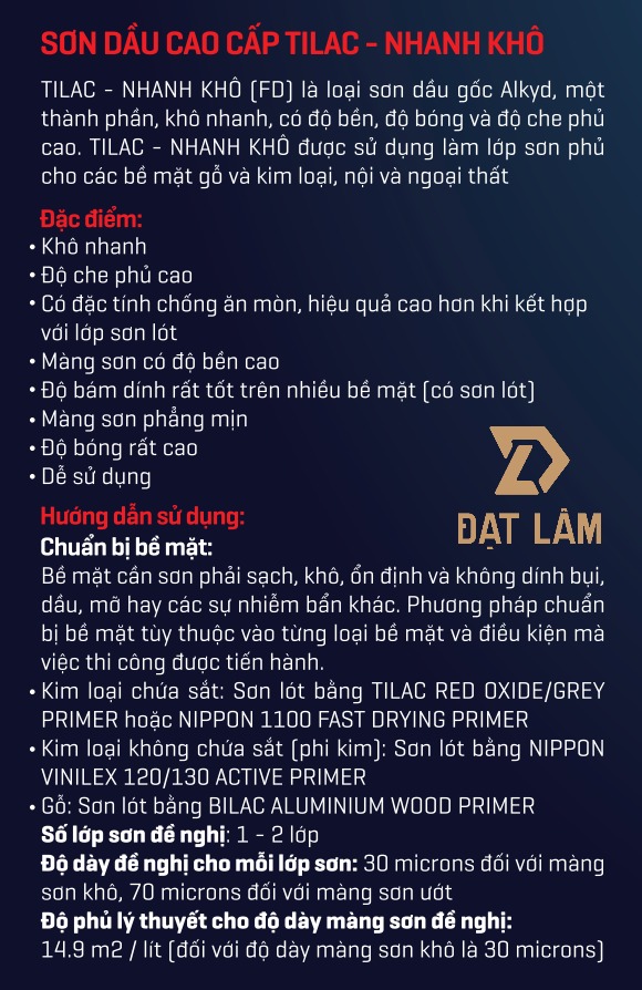 TÍNH NĂNG SƠN DẦU NIPPON TILAC