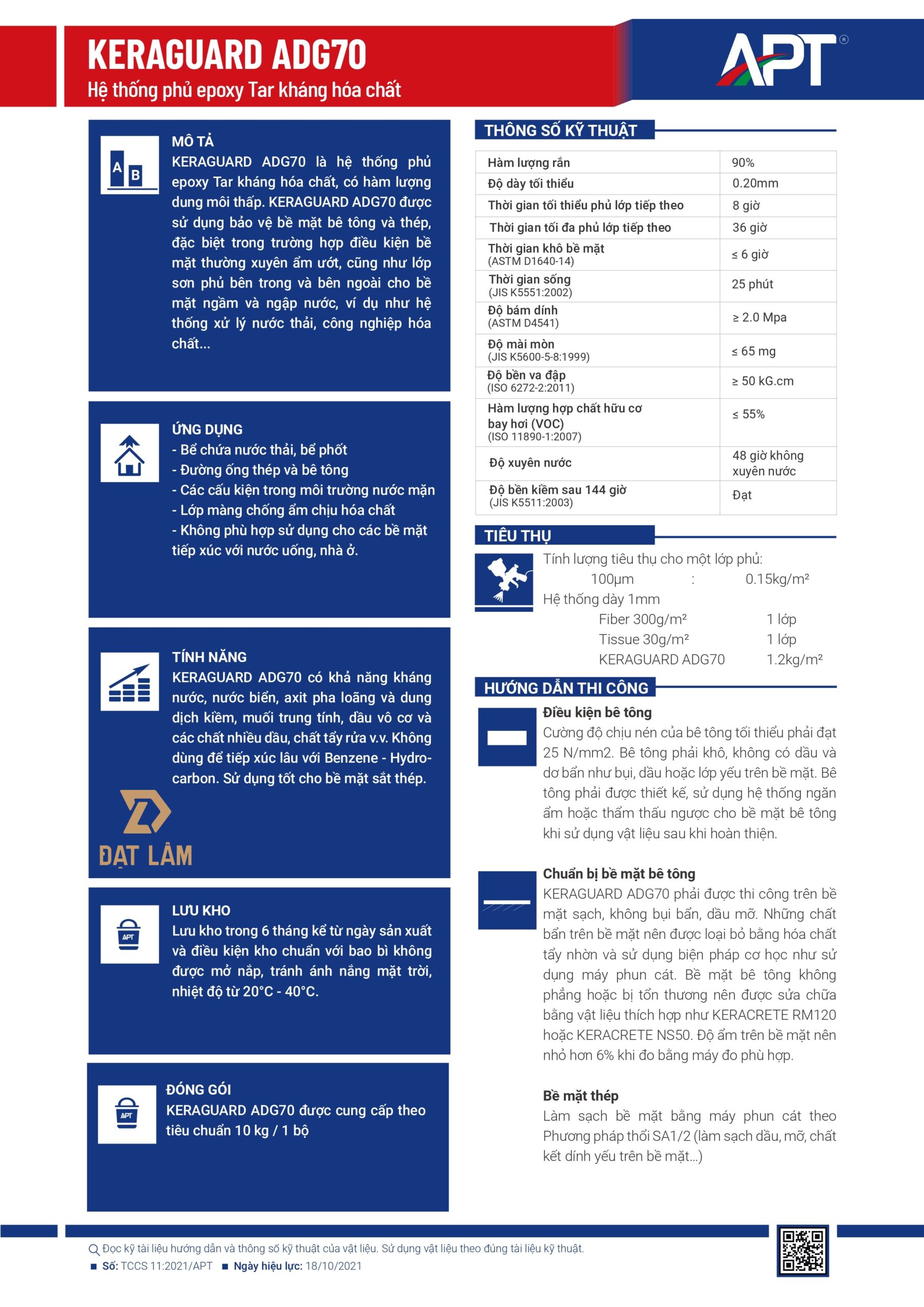 Epoxy Tar Kháng hóa chất APT KERAGUARD ADG70 