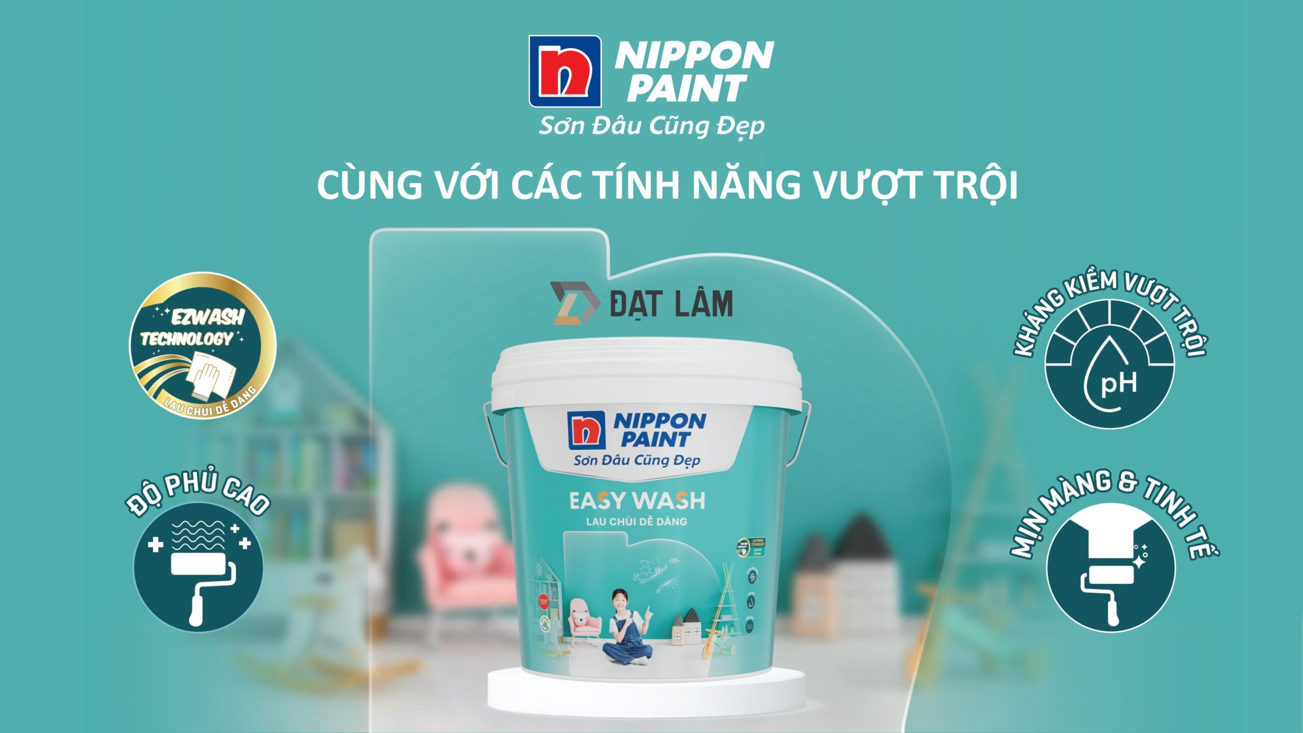 Sơn Nội Thất Nippon Easy Wash Lau Chùi Dễ Dàng