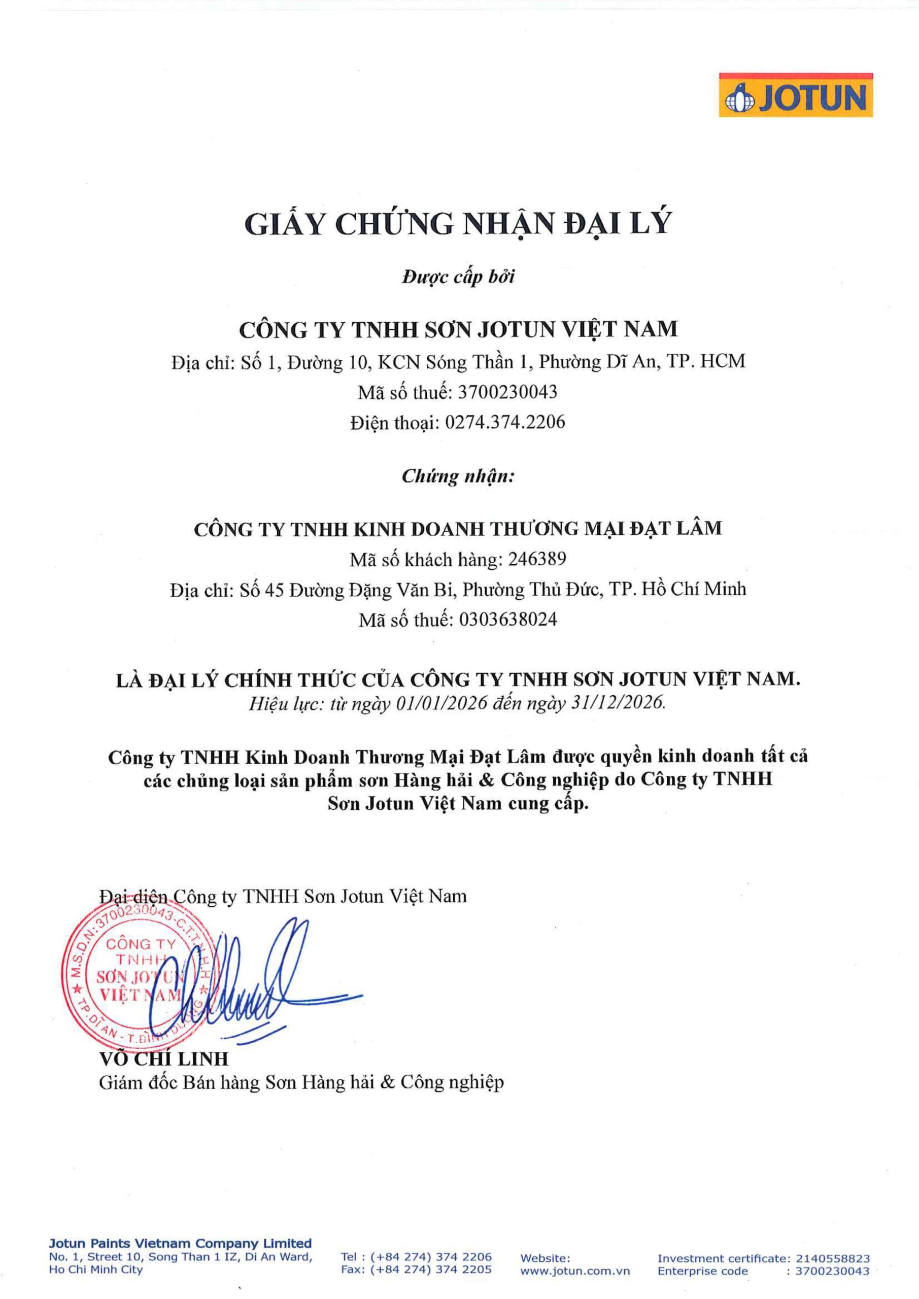 ĐẠI LÝ SƠN TÀU BIỂN JOTUN TPHCM